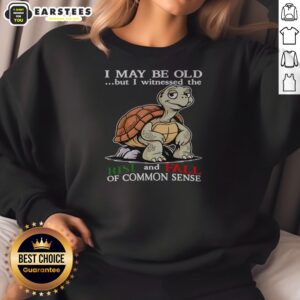Pretty Turtle I May Be Old But I Witnessed The Rise And Fall Of Common Sense Sweatshirt