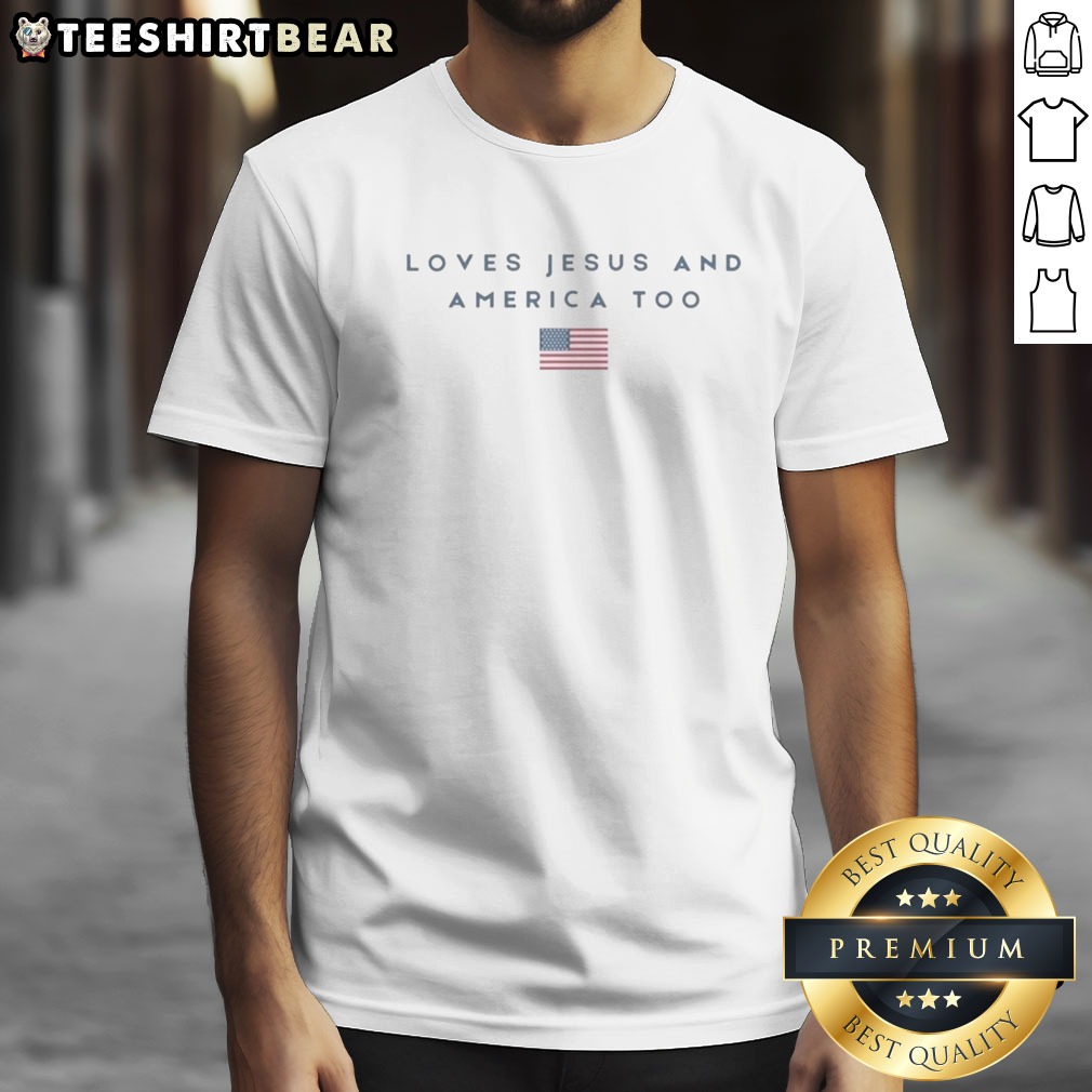 pretty-loves-jesus-and-america-too-american-flag-design-graphic-cotton-shirt-1 Pretty Loves Jesus And America Too American Flag Design Graphic Cotton Shirt displayed on a neutral background