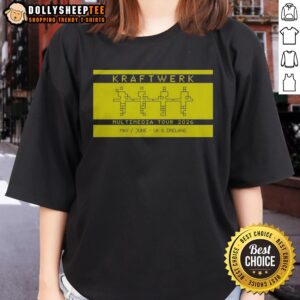 Awesome Kraftwerk Multimedia Tour 2026 May June UK Ireland Music Electronic Band Tour Ladies Shirt featuring vibrant graphics.