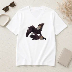Top Bald Eagle Attacking Canada Goose V-Neck Shirt
