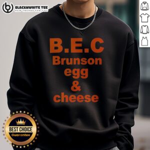 Hot Jalen Brunson New York Knicks B.E.C Brunson Egg And Cheese Sweatshirt showcasing vibrant Knicks colors.