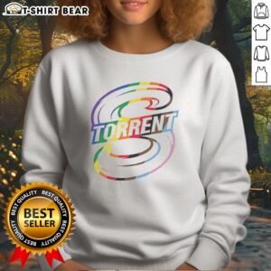 Pretty Seattle Torrent Pride Logo LGBT Sweatshirt featuring vibrant colors and a unique pride logo.