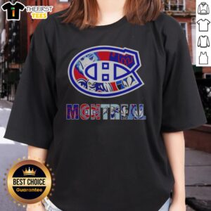 Awesome Montreal Sports Teams Logos Ladies Shirt featuring vibrant team logos on a comfortable fit.