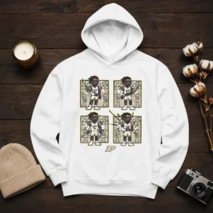 Top Basketball Purdue The Lance Dance Lance Jones Hoodie in black with front graphic print and drawstring hood