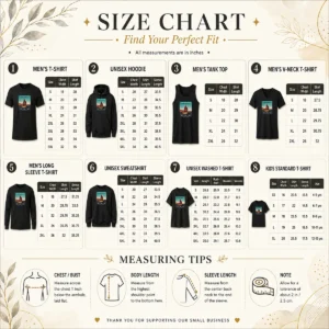 Size chart for Good Jimmy Eat World August 16 2026 London UK with measurements in inches and cm