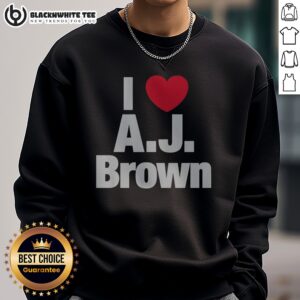 Top I Heart AJ Brown Philadelphia Eagles NFL Football Player Fan Sport Premium Sweatshirt displayed on a hanger