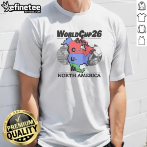 Pretty World Cup 26 (Cum Map) t shirt in white, showing front graphic design and classic fit