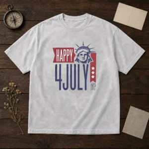 Awesome Happy 4 July Statue Of Liberty United State Washed T-Shirt