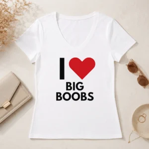 Top I Love Big Boobs Heart V-Neck Shirt