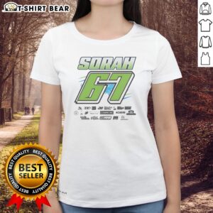 Pretty Sorah 67 Race Car Driver Motorsports Fan Ladies shirt featuring vibrant graphics for racing enthusiasts