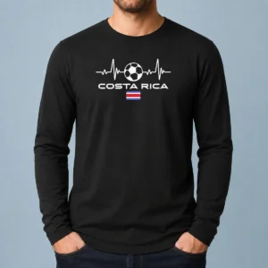 Top Costa Rica Football Soccer Long Sleeve Shirt in vibrant red with team logo on the chest