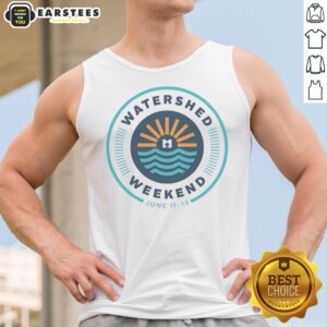 Watershed Weekend June 11 14 Logo Sun Water Icon Nature Outdoors Minimalist tank top featuring a vibrant design.