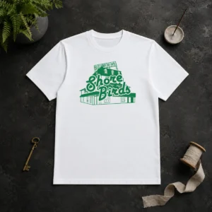 Pretty Jason Kelce Philadelphia Eagles Oceandrive Shore Birds t shirt showing front graphic design on a classic crew neck cotton tee