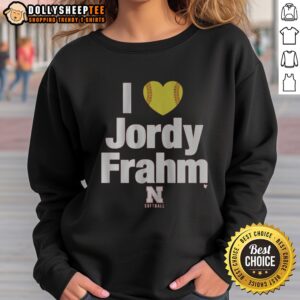 Hot Nebraska Softball I Heart Jordy Frahm Sweatshirt featuring vibrant graphics and a cozy fit.