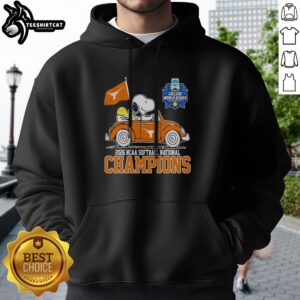 Pretty Snoopy Texas Longhorns 2026 NCAA Softball National Champions Oklahoma City Hoodie in charcoal gray, featuring front graphic print