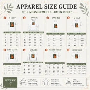Size chart for Good June 23 2026 Dave Matthews Band Event Shakopee Minnesota with measurements in inches and cm
