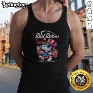 Original Snoopy X Red Robin Fourth Of July American 250 Years 1776 2026 Fireworks tank top featuring vibrant graphics.