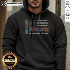 Official Miami Dolphins Heat Marlins Panthers Hurricanes Flag USA Independence Day Hoodie