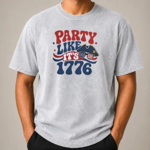Nice Party Like It Is 1776 American Flag Sunglasses Revolutionary War Patriot Washed T-Shirt