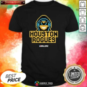 Top Houston Rogues Ballerz Pixel Art Gaming shirt optimized for a comfortable fit and vibrant pixel art design