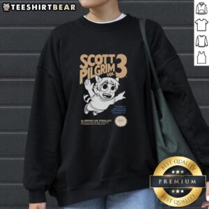 Alt Text: Scott Pilgrim sweatshirt featuring artwork from 'Scott Pilgrim Vol 3: The Biggest Adventure' in vibrant colors.