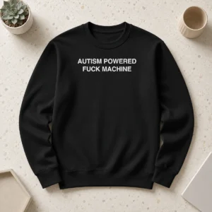 Pretty Autism Powered Fck Machine Sweater in a cozy knit fabric with bold text design on front