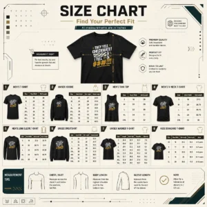 Size chart for Pretty Chess Pawn King Checkmate Quote with measurements in inches and cm