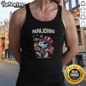 Top Snoopy X Pizza Papa Johns Fourth Of July American 250 Years 1776 2026 Fireworks tank top showcasing festive graphics.