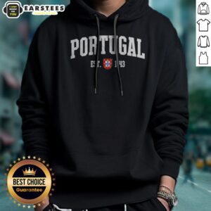 Official Portugal Est 1143 Shield Crest Vintage Distressed Style Graphic hoodie featuring a unique design.