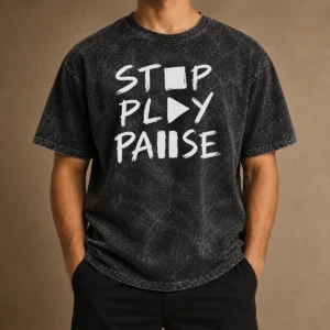 Pretty Stop Play Pause Washed T-Shirt