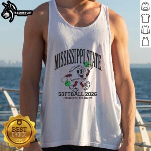 Alt Text: Awesome Mississippi State Bulldogs softball 2026 tank top design celebrating team's journey to OKC.