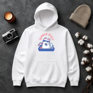 Top Summer Beach Cat Hoodie