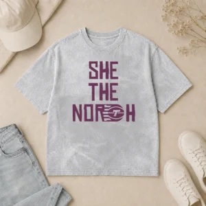 Official Toronto Tempo She The North Washed T Shirt in soft, faded fabric with classic crew neck and short sleeves