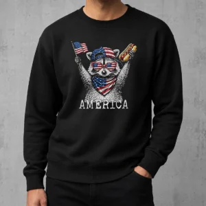 Nice America Raccoon Hot Dog 4th Of July Patriotic USA Animal 2026 Sweater