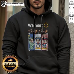 Awesome Walmart Mickey Mouse Statue Of Liberty Patriot Independence Day Hoodie featuring a bold patriotic graphic on a comfortable pullover hoodie