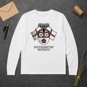 Pretty Southampton Patriots Keeping The Memory Of Henry Nowak long sleeve shirt in white with bold graphic print