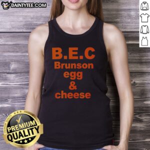 Nice Jalen Brunson New York Knicks B.E.C Brunson Egg And Cheese Tank top featuring vibrant team colors