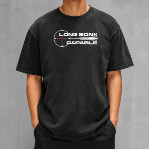 Original Long Bonk Capable Sniper Rifle Bullet Trajectory Precision Target Shooting Washed T-Shirt