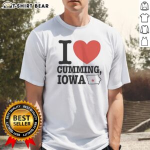 Awesome I Heart Cumming Iowa Shirt featuring bold red heart graphic on a comfortable short-sleeve tee