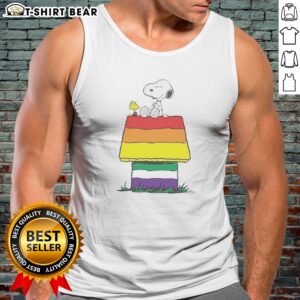 Original Snoopy Peanuts Happy Pride Month Tank Top featuring vibrant colors and iconic characters.