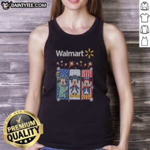 Nice Walmart Mickey Mouse Statue Of Liberty Patriot Independence Day Tank top featuring a sleeveless patriotic design