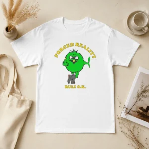 Funny Forced Reality Rule OK Green Monster Middle Finger t shirt front view in green color