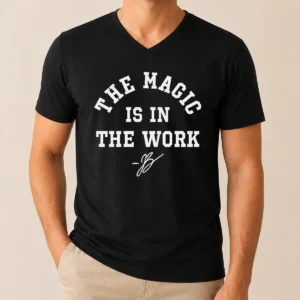 Top Ben Stiller Jalen Brunson The Magic Is In The Work Signature V-Neck Shirt