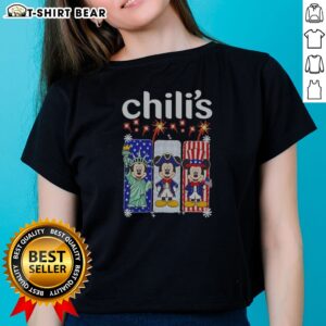 Good Chili'S Mickey Mouse Statue Of Liberty Patriot Independence Day Ladies Shirt featuring vibrant patriotic design on soft fabric