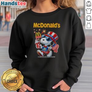 Top Snoopy X Mcdonald'S Fourth Of July American 250 Years 1776 2026 Fireworks sweatshirt featuring vibrant fireworks design.