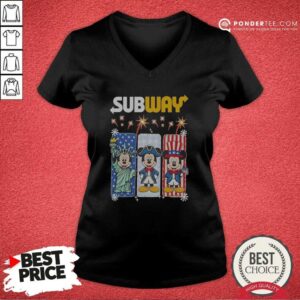 Good Subway Mickey Mouse Statue Of Liberty Uncle Sam Fourth Of July v neck optimized shirt with patriotic design