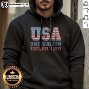 Premium USA One Nation Under God American Flag Patriotic Stars And Stripes Theme Hoodie showcasing vibrant colors and design