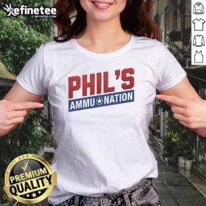 Pretty Phils Ammu Nation Gta Vi girl t-shirt in black with graphic print, short sleeves, and crew neck