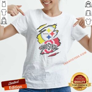 Nice Pittsburgh Steelers Ohio State Buckeyes Torn Logo Graphic Sport v neck optimized, showcasing a unique torn logo design.