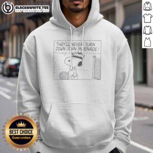 Good Snoopy They'Ll Never Turn Down John Mcenroe Hoodie in a cozy setting, perfect for casual wear.